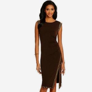 Michael Kors Gold Studded Brown Dress